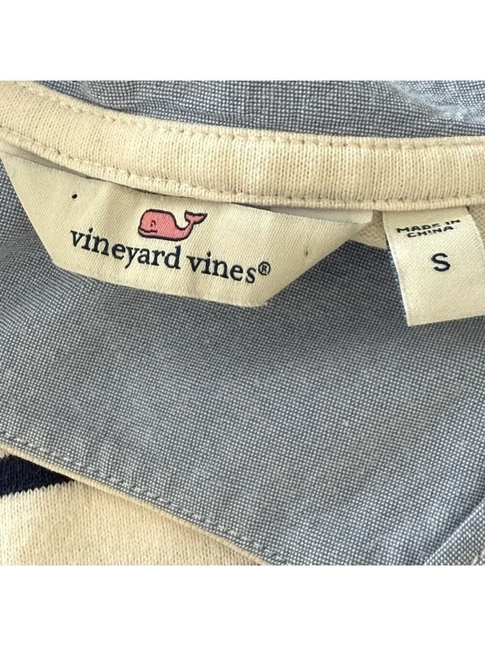 Vineyard Vines Striped Button Mockneck Cotton Long Sleeve Top Size Small - Picture 7 of 8